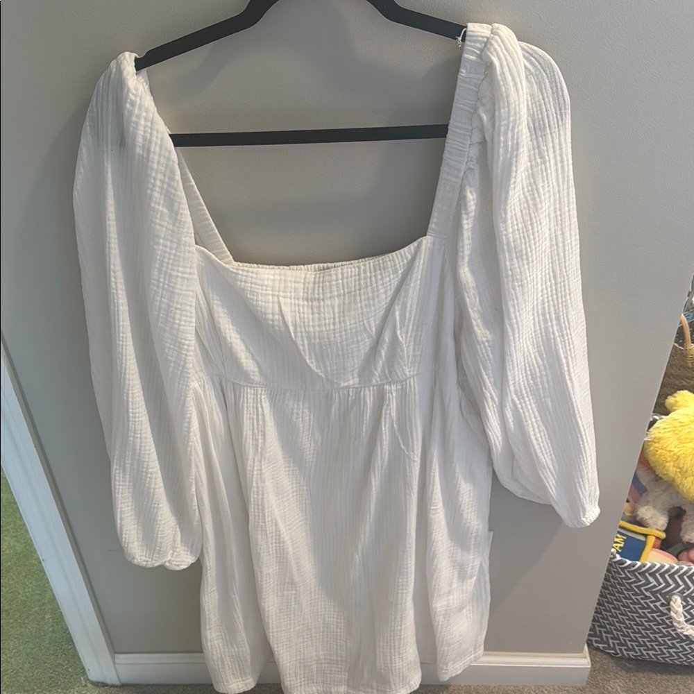 J.Crew white balloon sleeve dress